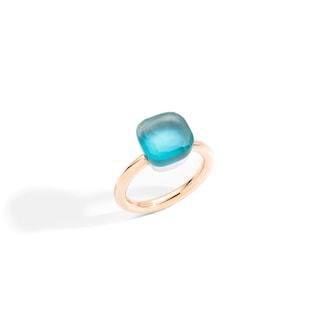 Pomellato 18k Rose and White Gold Nudo Gele Blue Topaz Ring Size 6.25 Pomellato 18k Rose and White Gold Nudo Gele Blue Topaz Ring Size 6.25