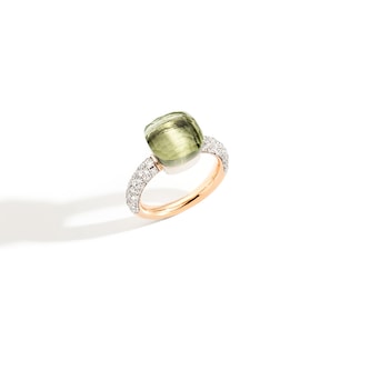 Pomellato 18k Rose and White Gold Nudo Classic 0.75cttw Diamond and Prasiolite Ring Size 54 Pomellato 18k Rose and White Gold Nudo Classic 0.75cttw Diamond and Prasiolite Ring Size 54