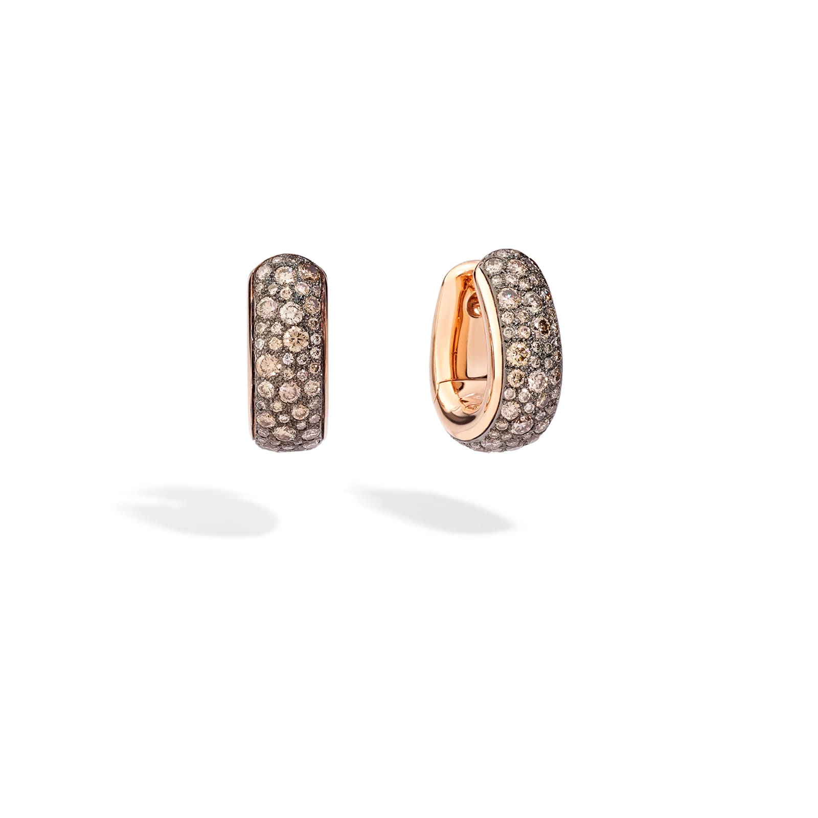 Pomellato 18k Rose Gold Iconica 3.24cttw Brown Diamond Hoop Earrings