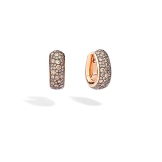 Pomellato 18k Rose Gold Iconica 3.24cttw Brown Diamond Hoop Earrings