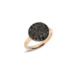 Pomellato 18k Rose Gold Sabbia 0.70cttw Black Diamond Large Round Disc Ring Size 53