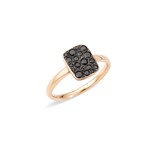 Pomellato 18k Rose Gold Sabbia 0.29cttw Black Diamond Small Rectangle Disc Ring Size 6.25