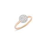 Pomellato 18k Rose and White Gold Sabbia 0.20cttw Diamond Small Round Disc Ring Size 6.25