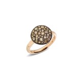 Pomellato 18k Rose and White Gold Sabbia 0.30cttw Brown Diamond Small Round Disc Ring Size 6.25