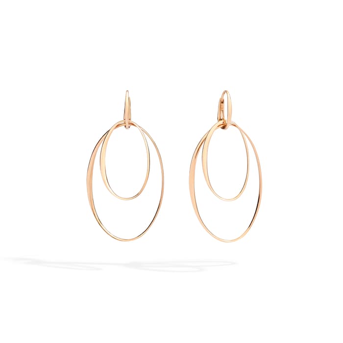 Pomellato 18k Rose Gold Double Oval Drop Earrings