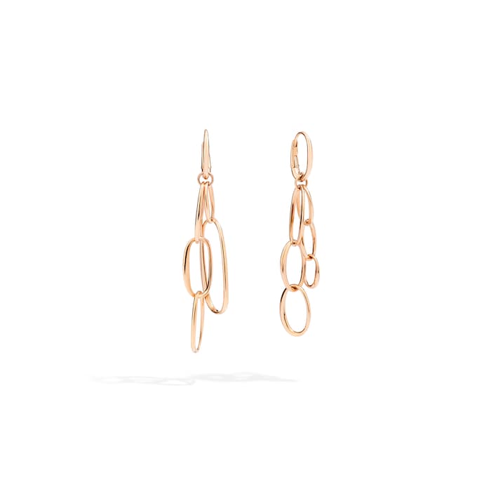 Pomellato 18k Rose Gold Oval Link Pendant Drop Earrings