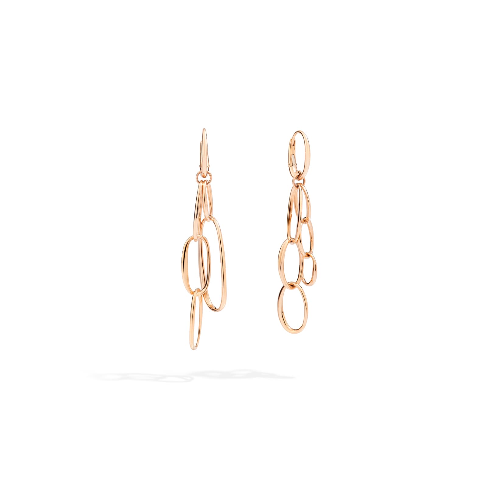 Pomellato 18k Rose Gold Oval Link Pendant Drop Earrings