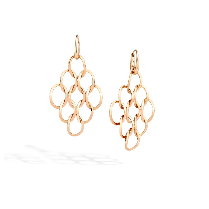 Pomellato 18k Rose Gold Brera Oval Link Chandelier Drop Earrings