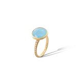 Marco Bicego 18k Yellow Gold 0.10cttw Diamond and Aquamarine Jaipur Color Ring