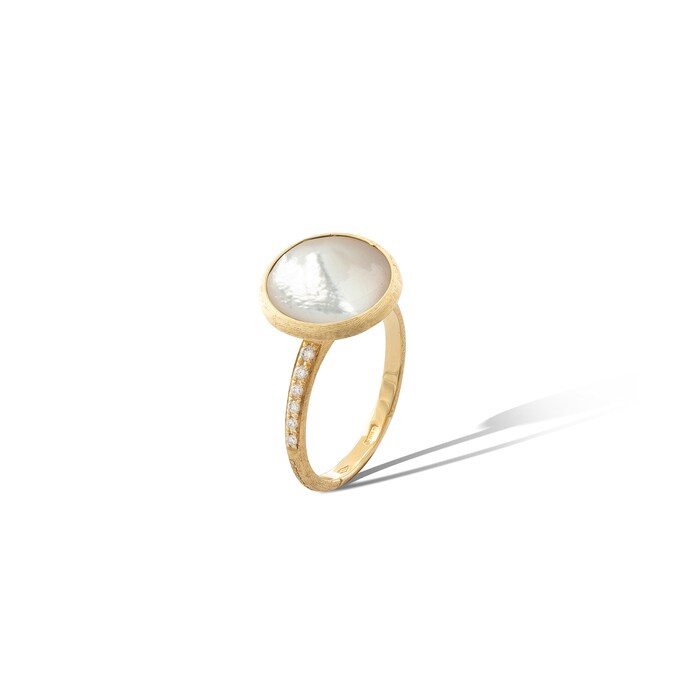Marco Bicego 18k Yellow Gold 0.10cttw Diamond and Mother of Pearl Jaipur Color Ring