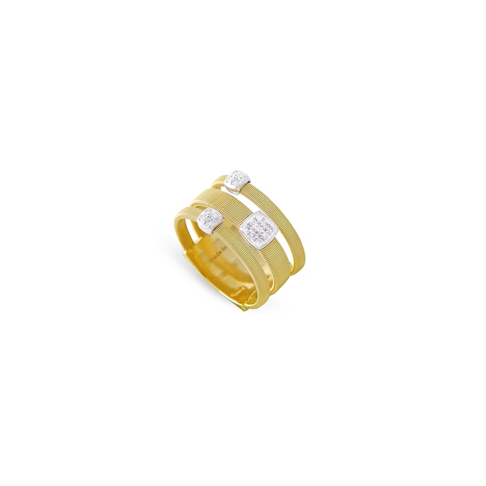 Marco Bicego 18k Yellow Gold Masai 3 Row 0.13cttw Pave Diamond Motif Band
