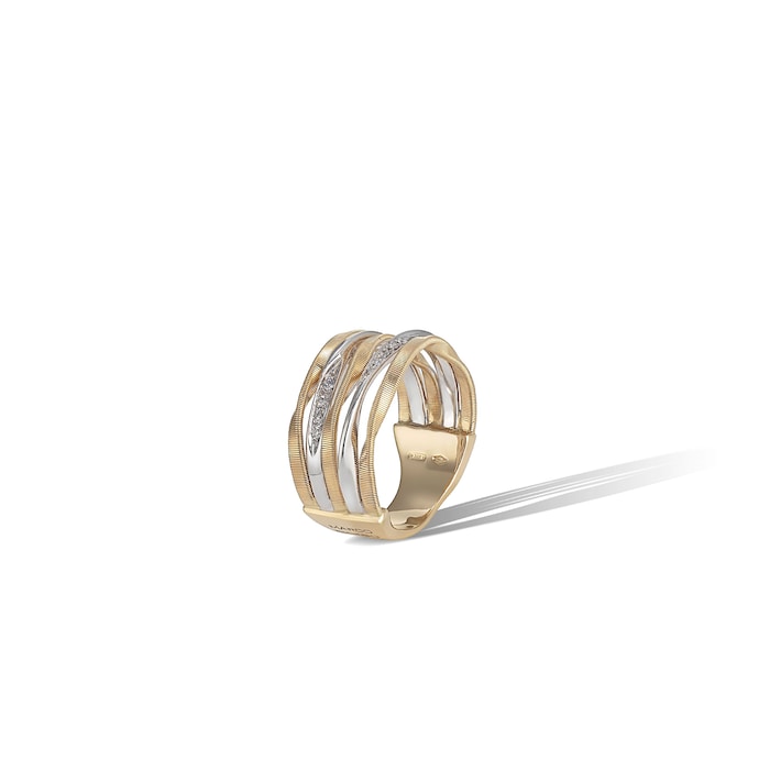 Marco Bicego 18k Yellow and White Gold Marrakech 5 Row 0.10cttw Diamond Twist Band