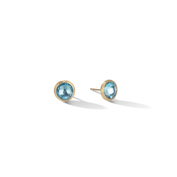 Marco Bicego 18k Yellow Gold Jaipur Color Bezel Set Blue Topaz Stud Earrings