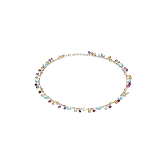 Marco Bicego 18k Yellow Gold Paradise Mixed Gemstone Dangle Necklace 16.5"