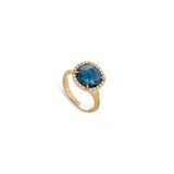 Marco Bicego 18k Yellow Gold Jaipur Color 0.15cttw Diamond Border Blue Topaz Stacking Ring