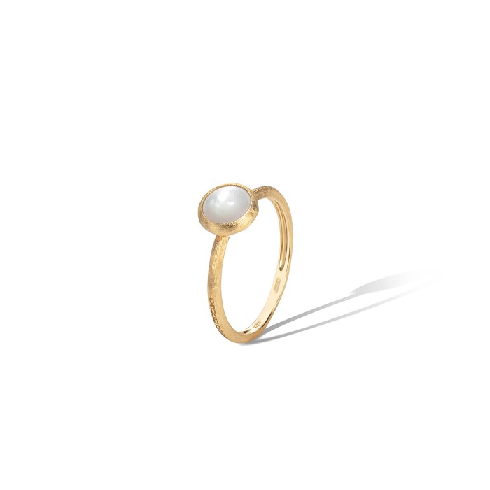 Marco Bicego 18k Yellow Gold Jaipur Color Mother of Pearl Small Stacking Ring Size 7