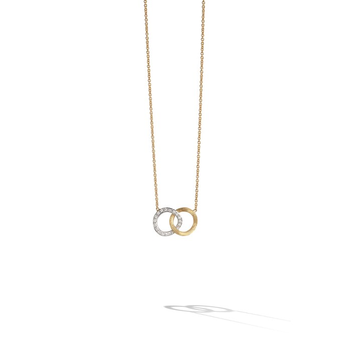 Marco Bicego 18k Yellow and White Gold Jaipur 0.14cttw Diamond Interlocking Circle Pendant
