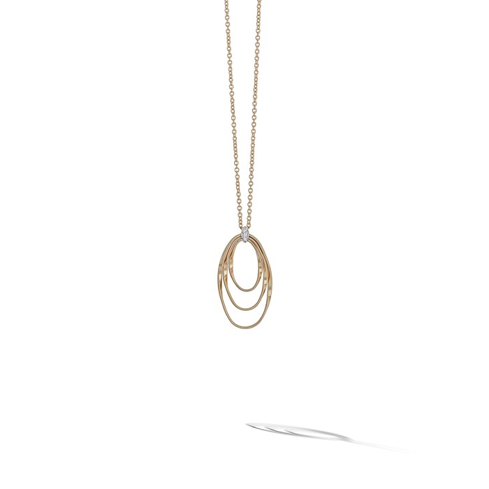 Marco Bicego 18k Yellow Gold Marrakech 0.03cttw Diamond Three Oval Pendant