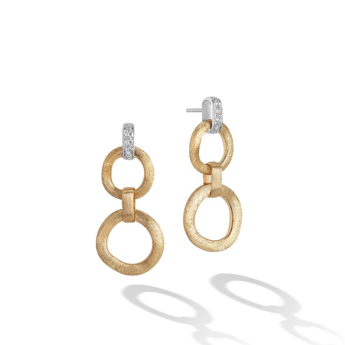 Marco Bicego 18k Yellow Gold Jaipur 0.08cttw Diamond Double Circle Drop Earrings