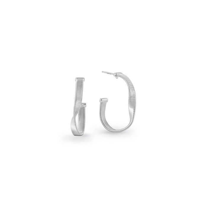 Marco Bicego 18k White Gold Marrakech Twisted Ribbed Hoop Earrings