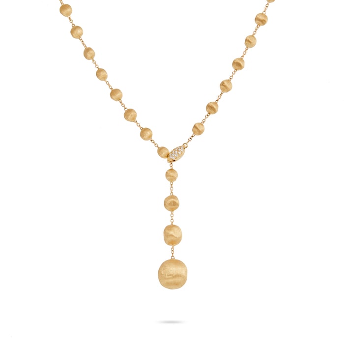 Marco Bicego 18k Yellow Gold Africa 0.10cttw Diamond and Bead Lariat Necklace
