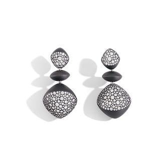 VHERNIER Titanium & 18K White Gold 11.11cttw Diamond Ear Clips