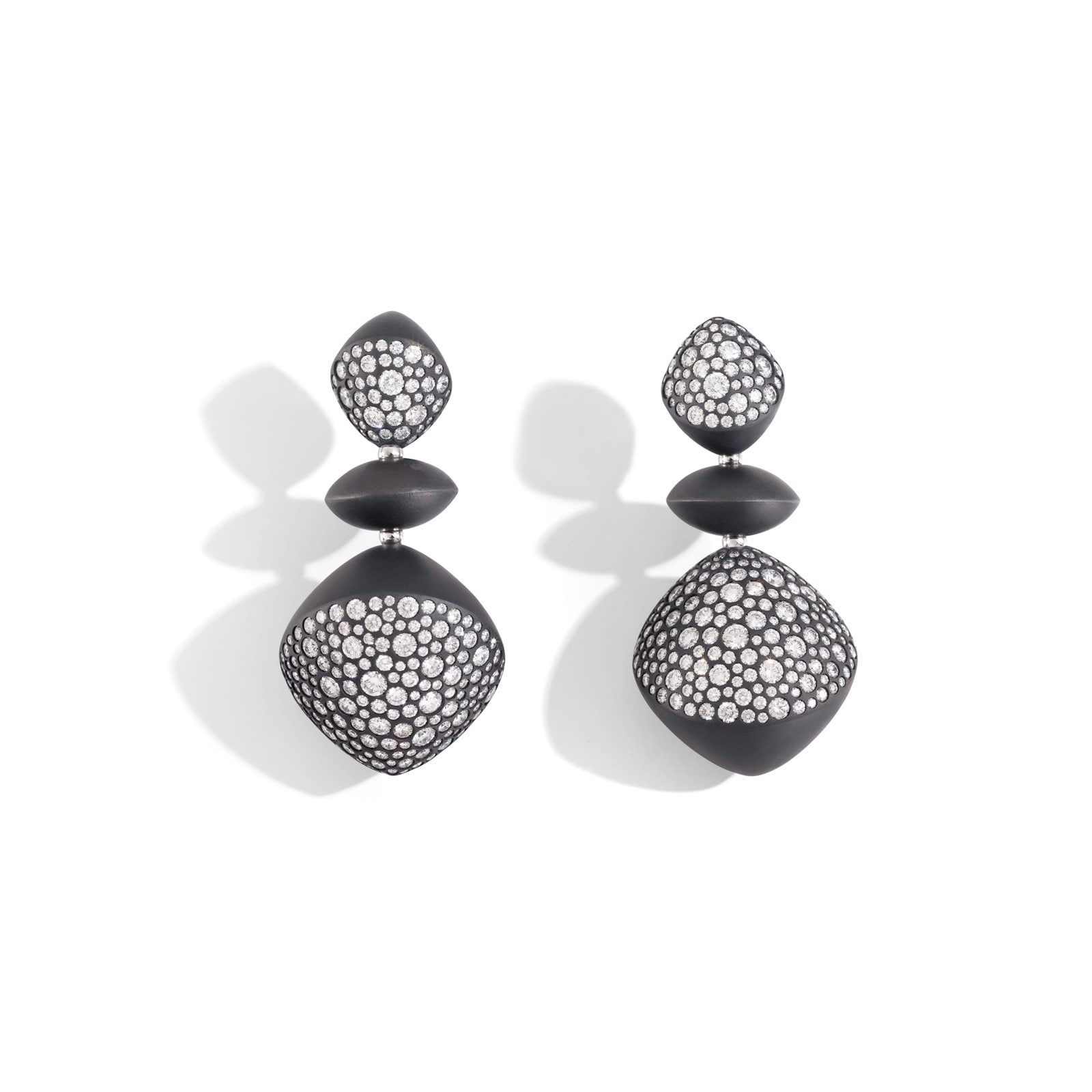 VHERNIER Titanium & 18K White Gold 11.11cttw Diamond Ear Clips