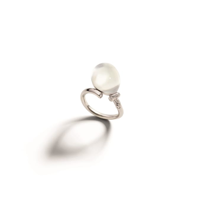 VHERNIER 18K White Gold Palloncino Pearl & 0.13cttw Diamond Ring