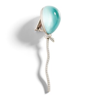 VHERNIER 18K White Gold Palloncino Turquoise & 0.20cttw Diamond Ear Clip