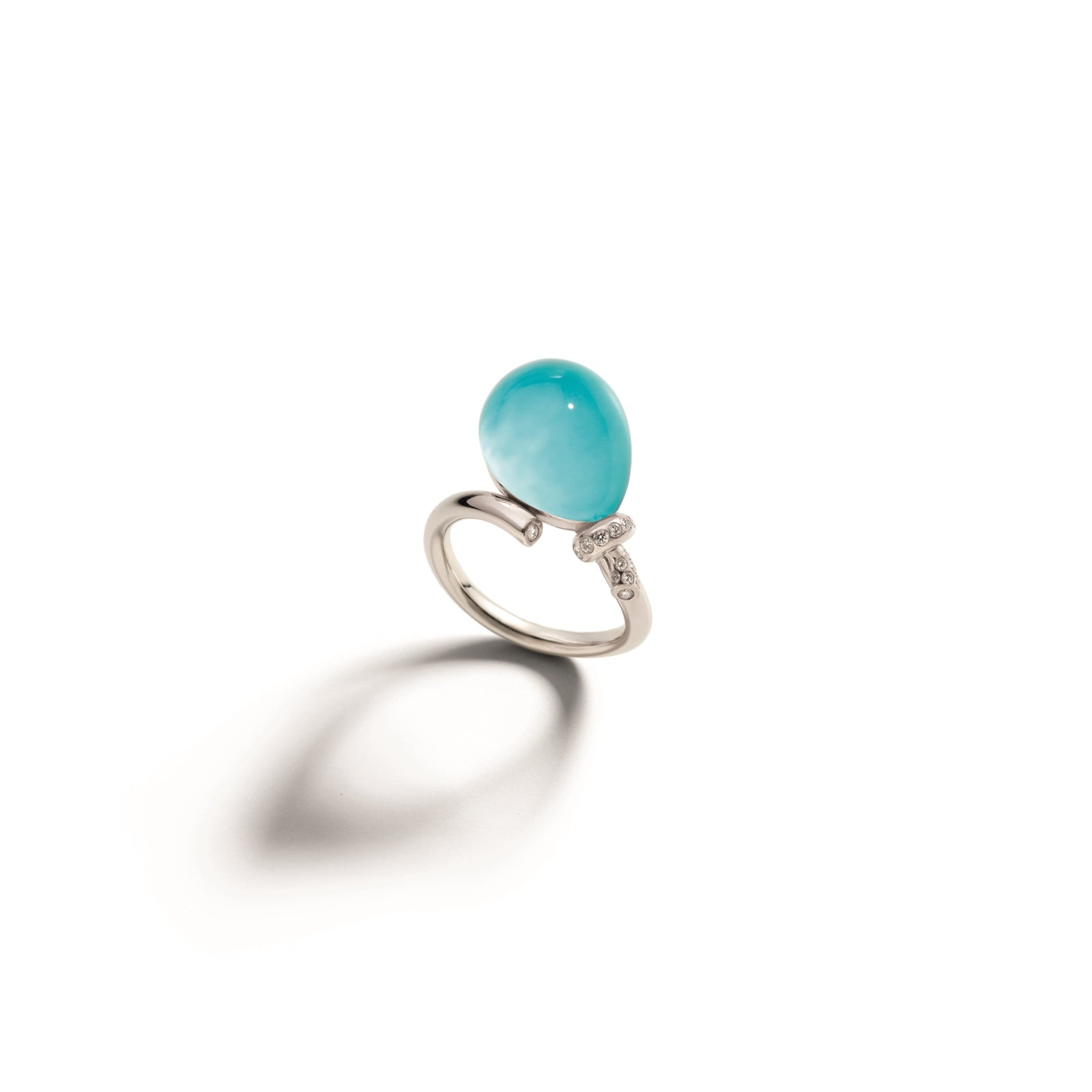 VHERNIER 18K White Gold Palloncino Turquoise & 0.20cttw Diamond Ring