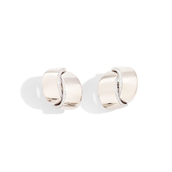 VHERNIER 18K White Gold Abbraccio 1.00cttw Diamond Twist Ear Clips