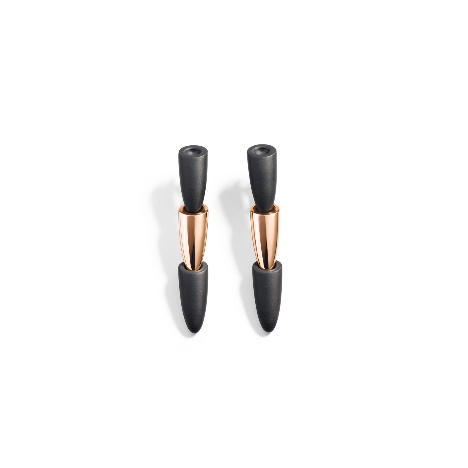 VHERNIER Titanium & 18K Rose Gold Calla Drop Ear Clips