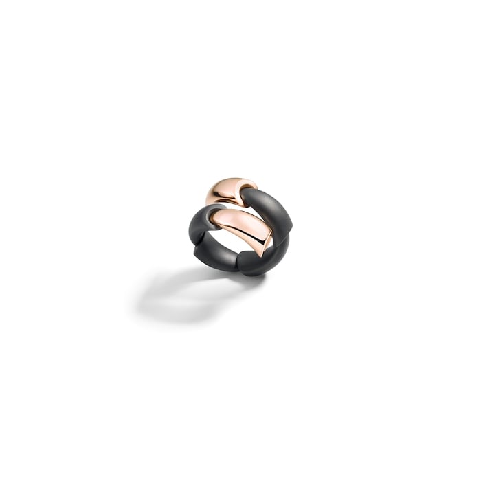 VHERNIER Titanium & 18K Rose Gold Calla Bypass Ring - Size 54