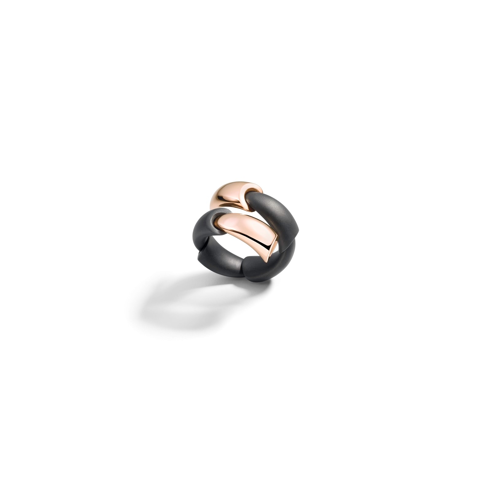 VHERNIER Titanium & 18K Rose Gold Calla Bypass Ring - Size 54