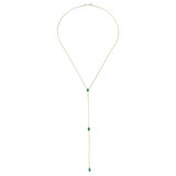 Anita Ko 18k Yellow Gold 1.10cttw 3 Pear Cut Emerald Lariat Necklace