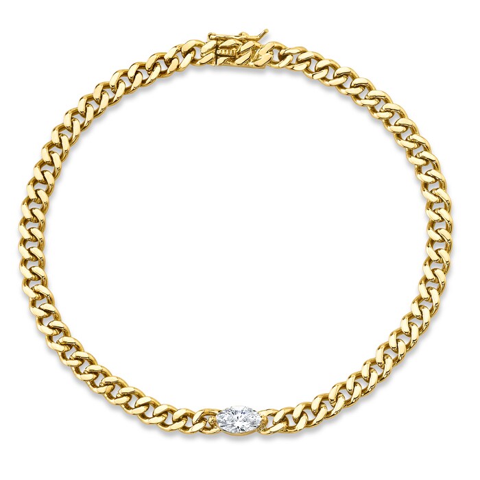 Anita Ko 18k Yellow Gold 0.30cttw Marquis Cut Diamond Cuban Link Bracelet