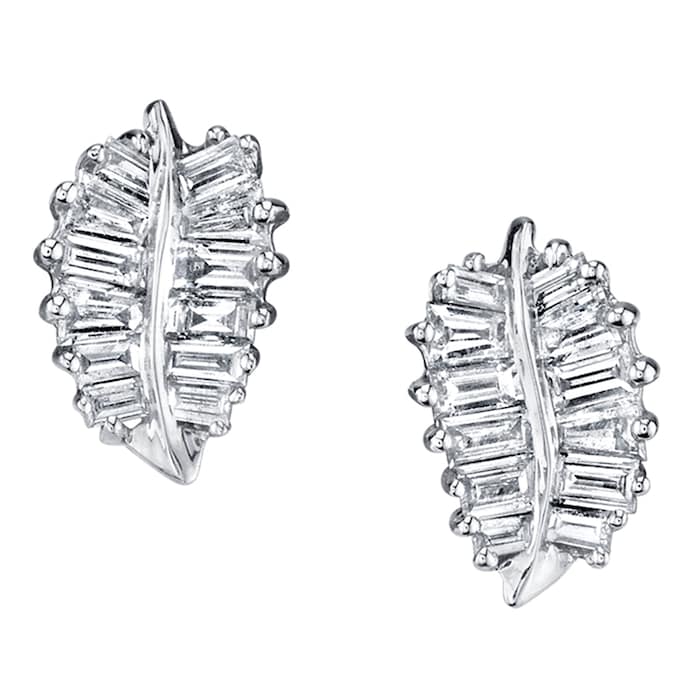 Anita Ko 18k White Gold 1.61cttw Diamond Palm Leaf Stud Earrings