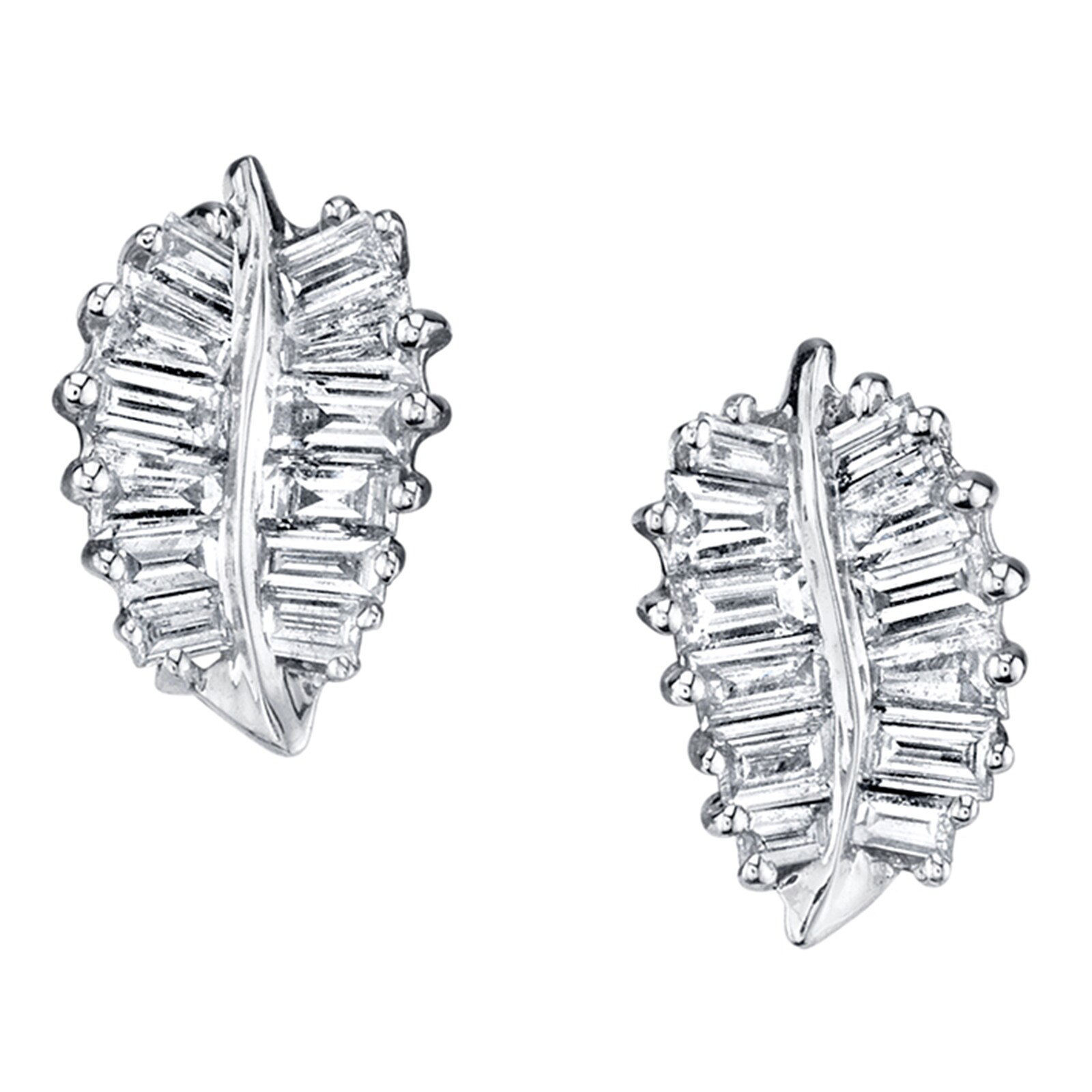 Anita Ko 18k White Gold 1.61cttw Diamond Palm Leaf Stud Earrings
