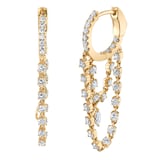 Anita Ko 18k Yellow Gold 1.49cttw Diamond Double Chain Huggie Earrings