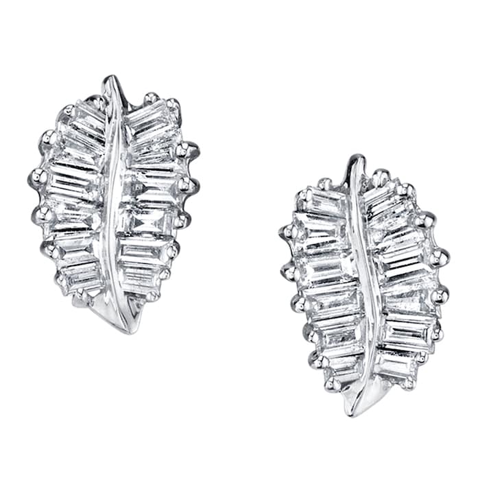 Anita Ko 18k White Gold 0.39cttw Diamond Small Palm Leaf Stud Earrings