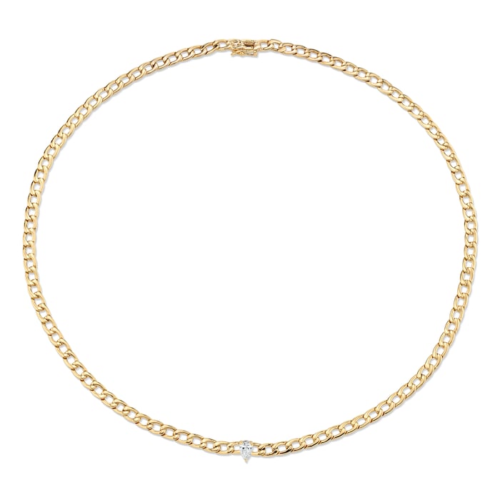 Anita Ko 18k Yellow Gold 0.33cttw Pear Cut Diamond Chain Link Choker Necklace