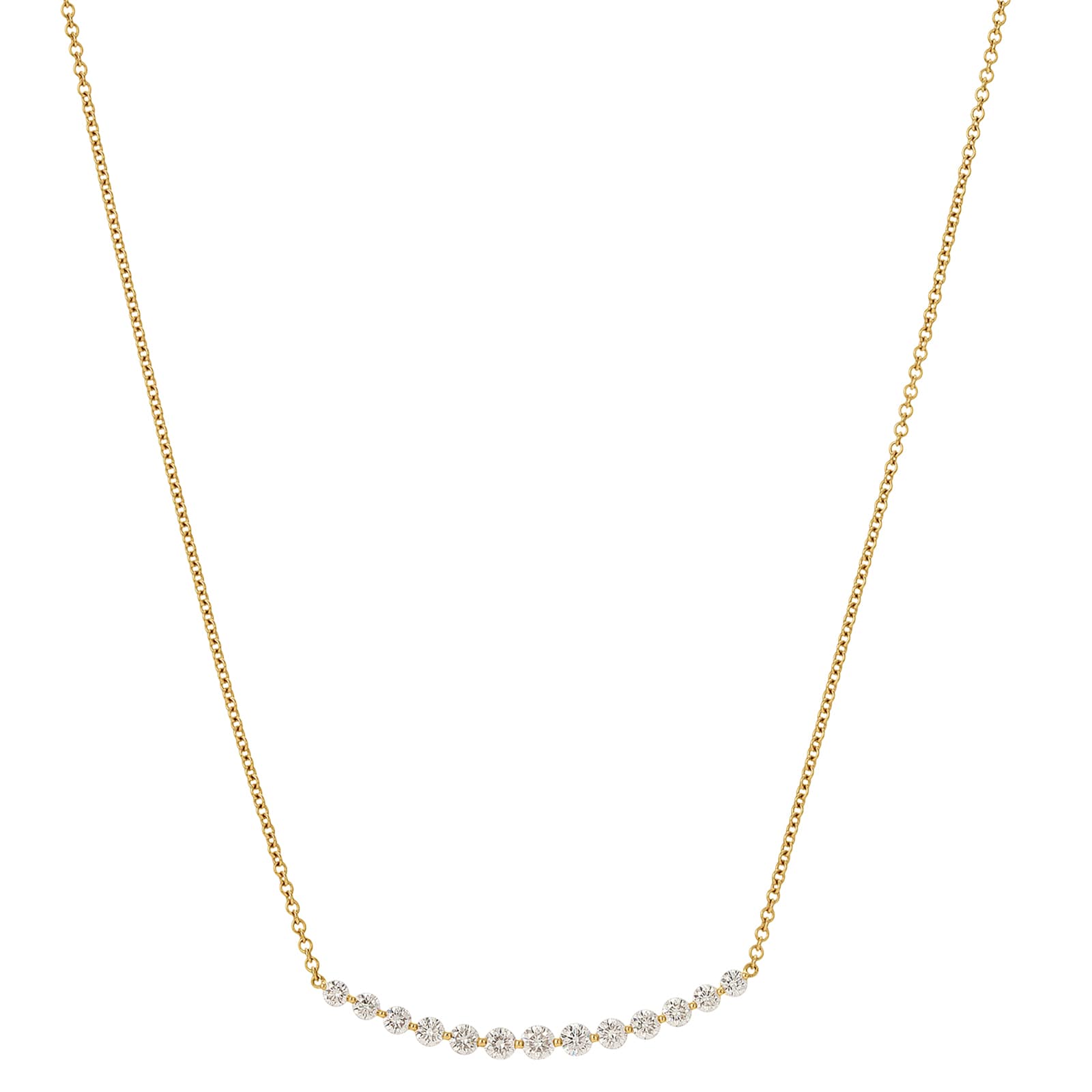 Anita Ko 18k Yellow Gold 1.47cttw Diamond Crescent Graduated Necklace 16"