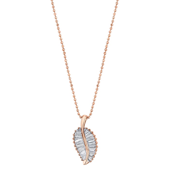 Anita Ko 18k Rose Gold 1.10cttw Diamond Palm Leaf Necklace 20"