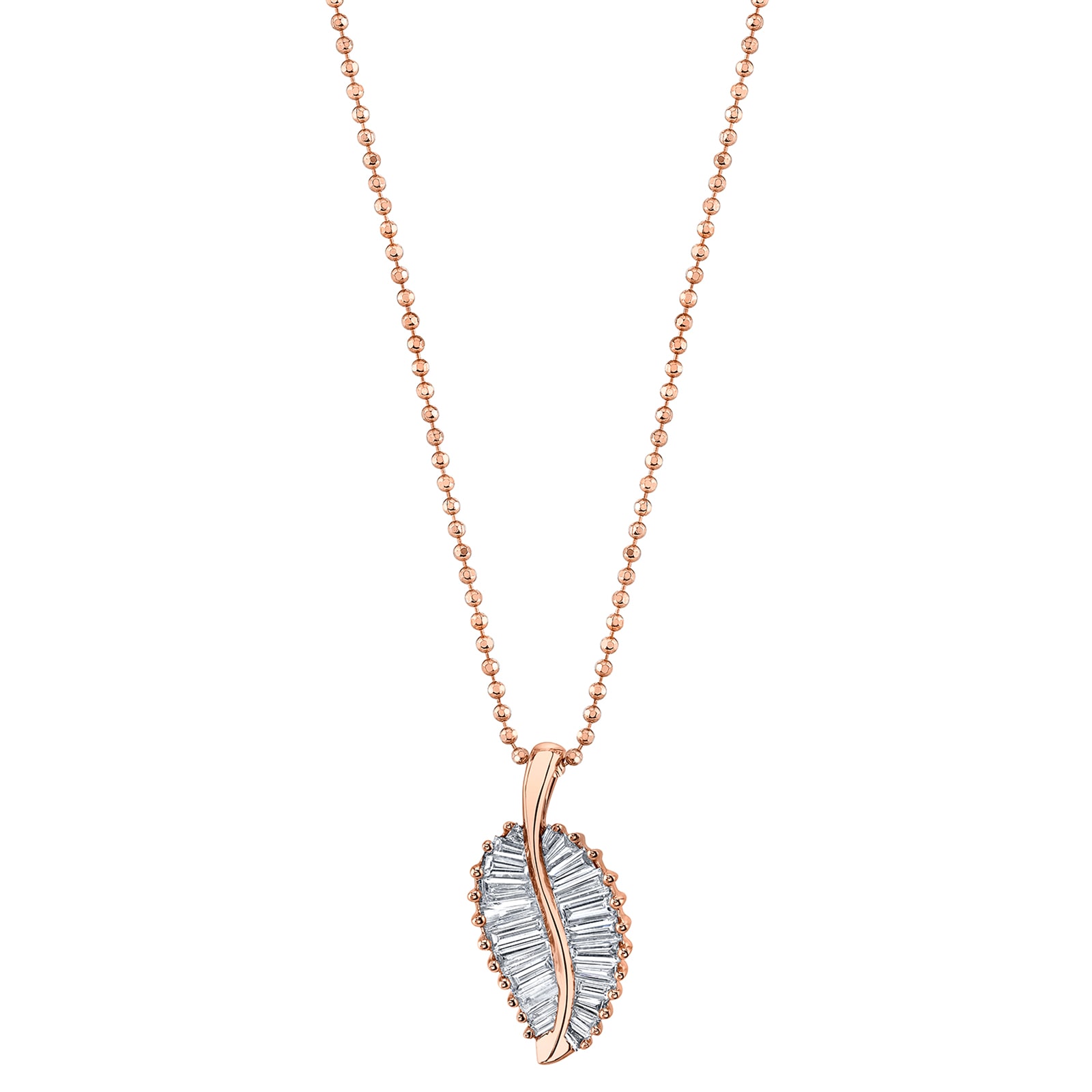 Anita Ko 18k Rose Gold 1.10cttw Diamond Palm Leaf Necklace 20