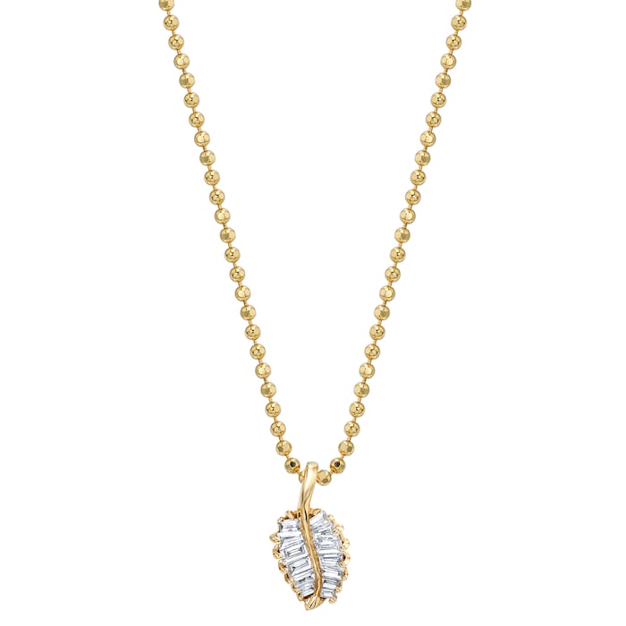 Anita Ko 18k Yellow Gold 0.20cttw Diamond Small Palm Leaf Necklace 18"