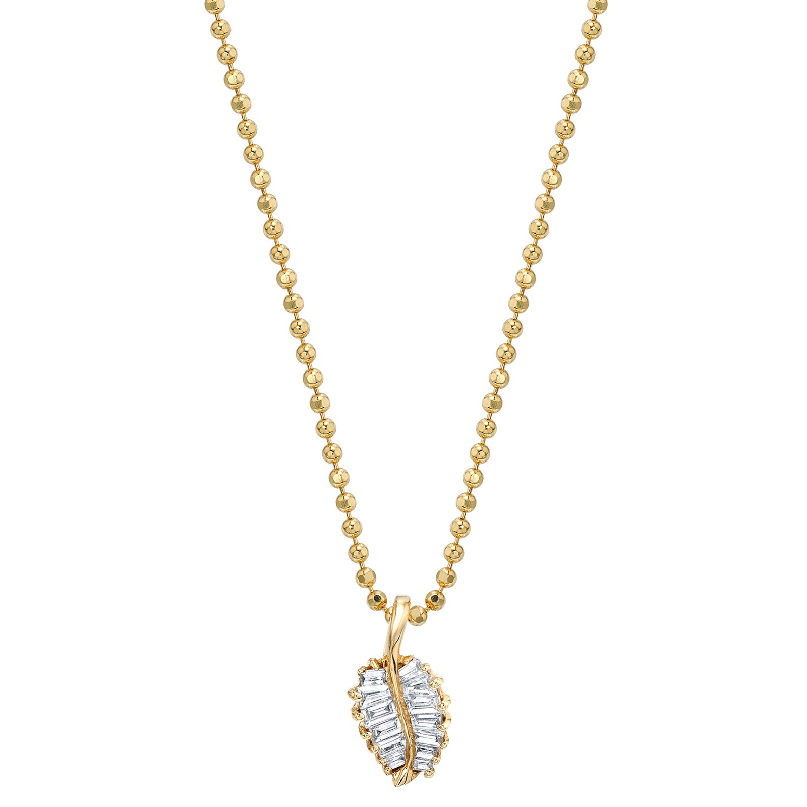 Anita Ko 18k Yellow Gold 0.20cttw Diamond Small Palm Leaf Necklace 18"