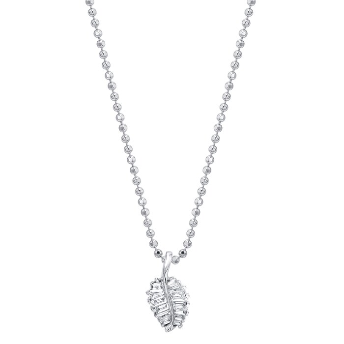 Anita Ko 18k White Gold 0.20cttw Diamond Small Palm Leaf Necklace 18"