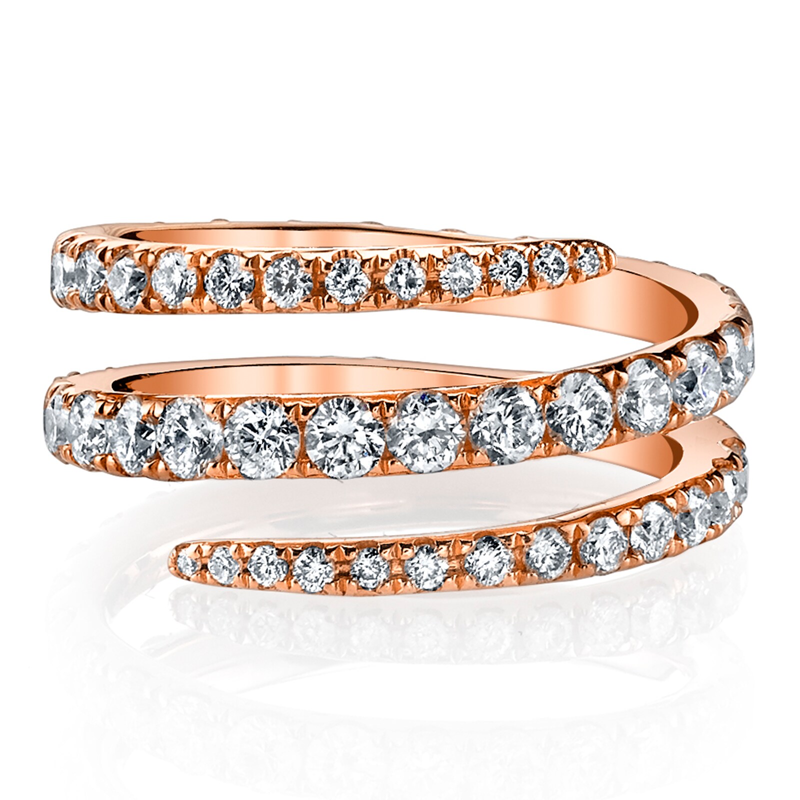 Anita Ko 18k Rose Gold 1.89cttw Diamond Coil Ring Size 6