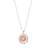 Buccellati Sterling Silver 0.75cttw Cognac Diamond and Pink Opal Blossoms Pendant