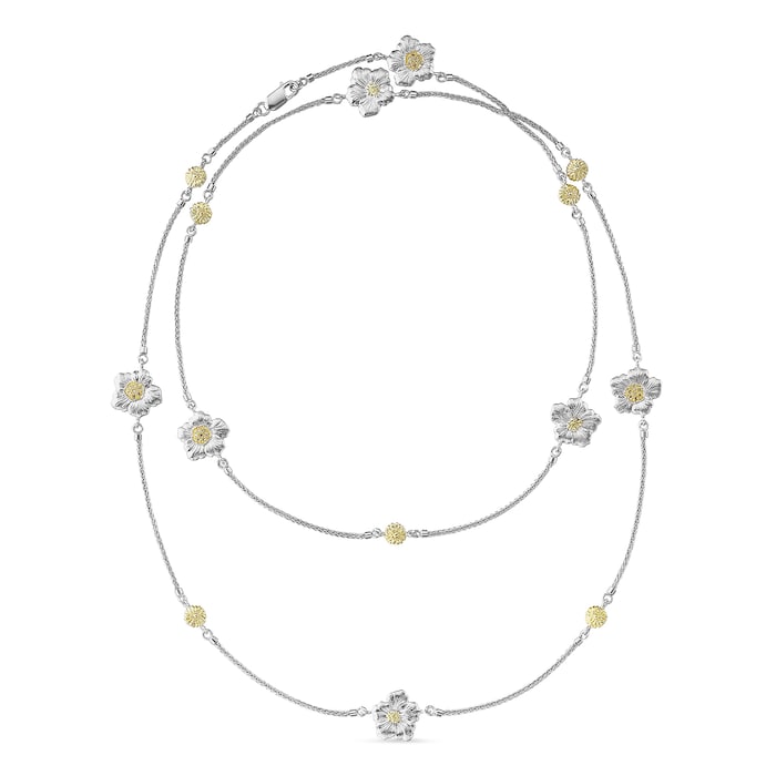 Buccellati Sterling Silver and Vermeil Blossoms 7 Station Necklace